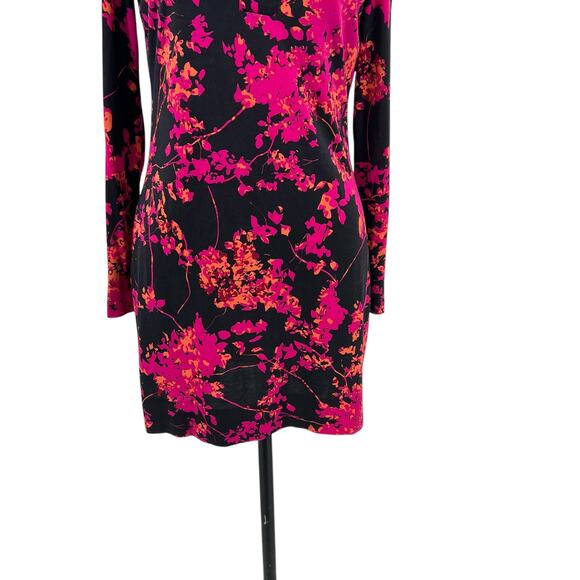 Diane von Furstenberg Reina Sheath Dress Floral Daze Black‎ Pink Silk Size 6 - Picture 5 of 14